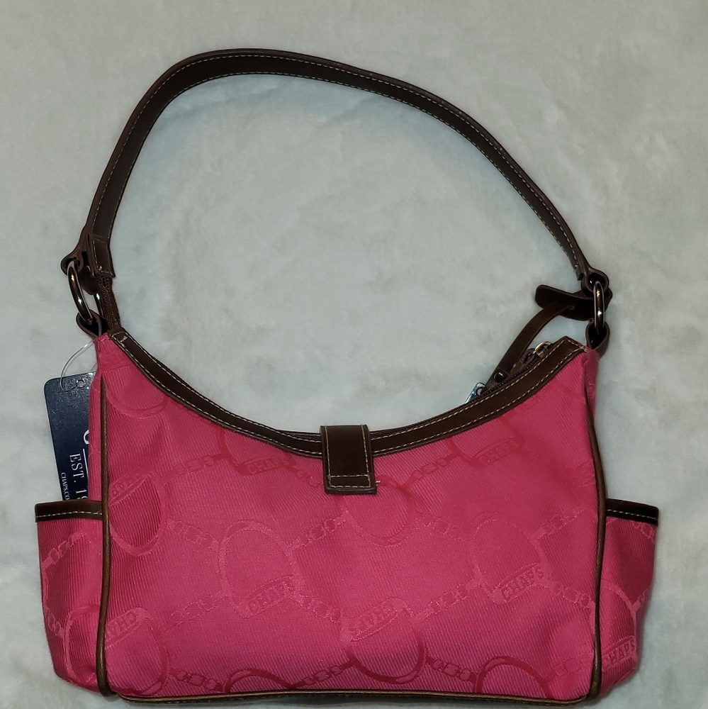 Vintage Ralph Lauren Chaps Milano Dark Pink Equestrian Buckle Purse New With Tag - Picture 3 of 16